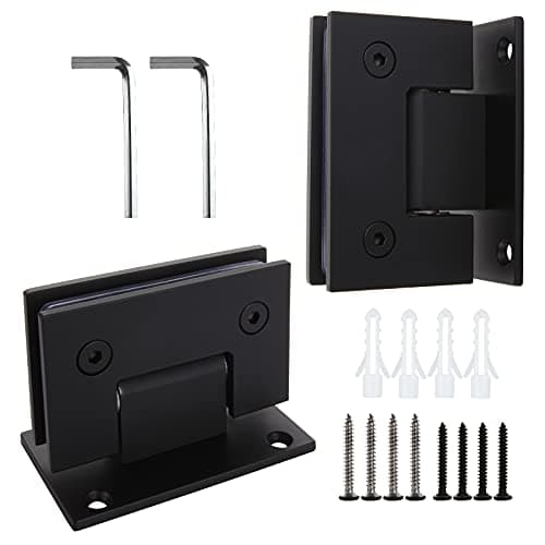 2er-Pack Glas-Duschtürscharniere, 90 Grad Duschscharniere, Ersatzteile mit Montagematerial, Edelstahl Badezimmer-Torklemme für 3/8 Zoll bis 1/2 Zoll Glas, schwarz